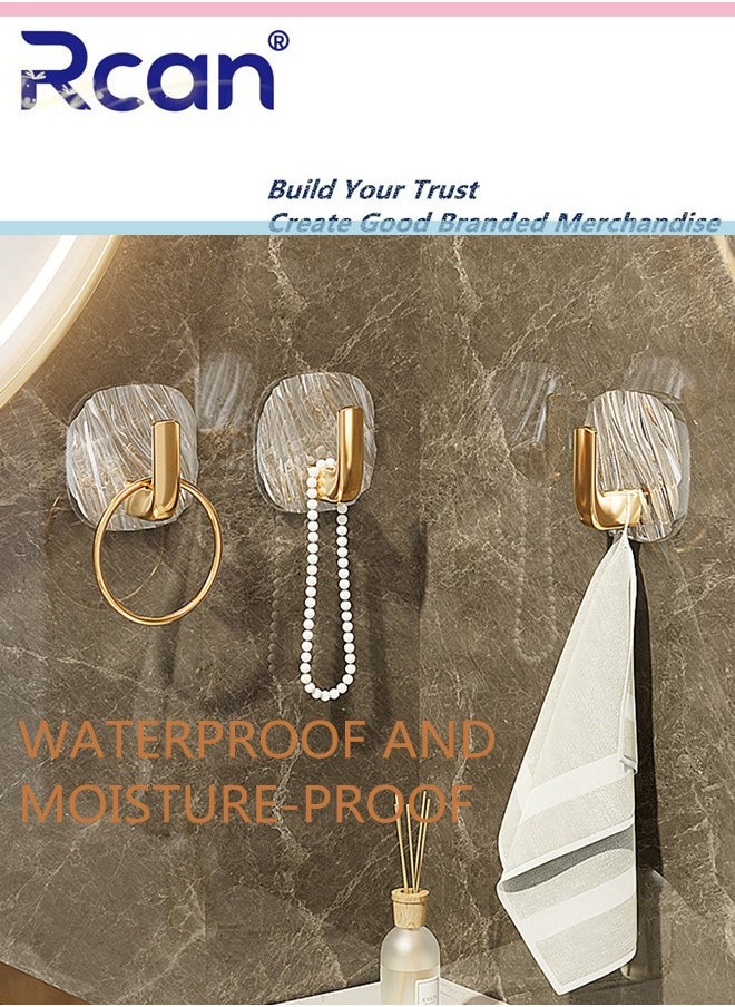 Rcan 8 Pcs Multipurpose Acrylic Wall Storage Hook Punch Free Self Adhesive Hook Decorative Gold Hook Strong Adhesive Wall Hooks  - Image 2