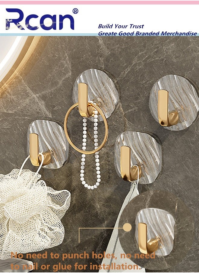 Rcan 8 Pcs Multipurpose Acrylic Wall Storage Hook Punch Free Self Adhesive Hook Decorative Gold Hook Strong Adhesive Wall Hooks  - Image 3