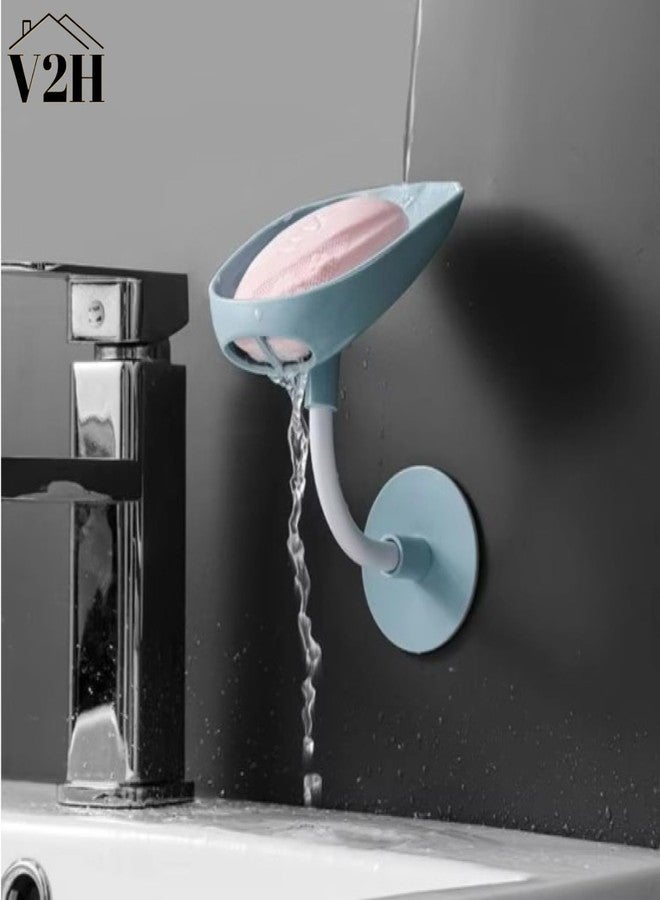 V2H Soap Box Countertop Vertical Soap Dish, Wall-Mounted Soap Holder with Flexible Rod, Detachable Household Draining Soap Storage Box Household(Set of 1) - Image 4