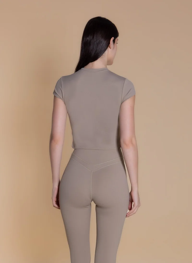 Shapes Beige SOFT TOUCH SHORT SLEEVE TOP for Women | Best Price UAE