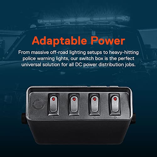 ONLINE LED STORE True Mods 4-Gang 12V Rocker Switch Box [20 Amp Max.] [12 AWG Wires][12 Volt DC] SPST On/Off Rocker Toggle Switch Panel Box for Auto Automotive Lights Car Marine Boat Truck Vehicles & More - Image 3