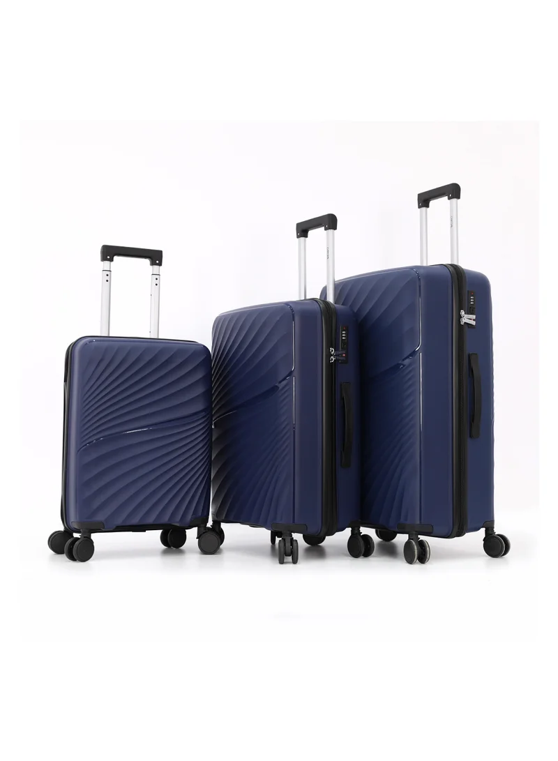 CAPITAL Hardside Luggage Trolley Bag 3 Pieces set,Navy (S-20,M-24,L-28 Inch)