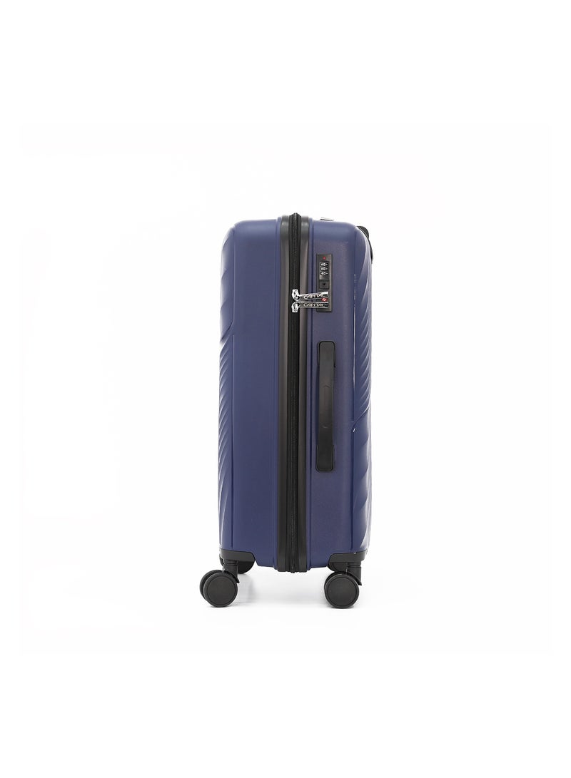 CAPITAL حقيبة سفر صلبة بعجلات مجموعة 3 قطع، أزرق بحري (S-20، M-24، L-28 بوصة) - Image 3