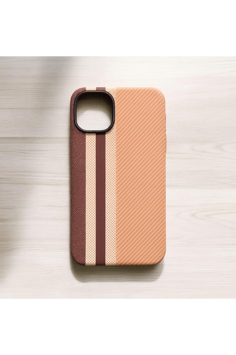 erorex Phone Case Compatible with iPhone 11 Slim Lightweight Protective Cover with Beige and Brown Stripe Pattern Anti Slip Grip Shock Absorption Precise Cutouts and Modern Durable Finish - Image 1
