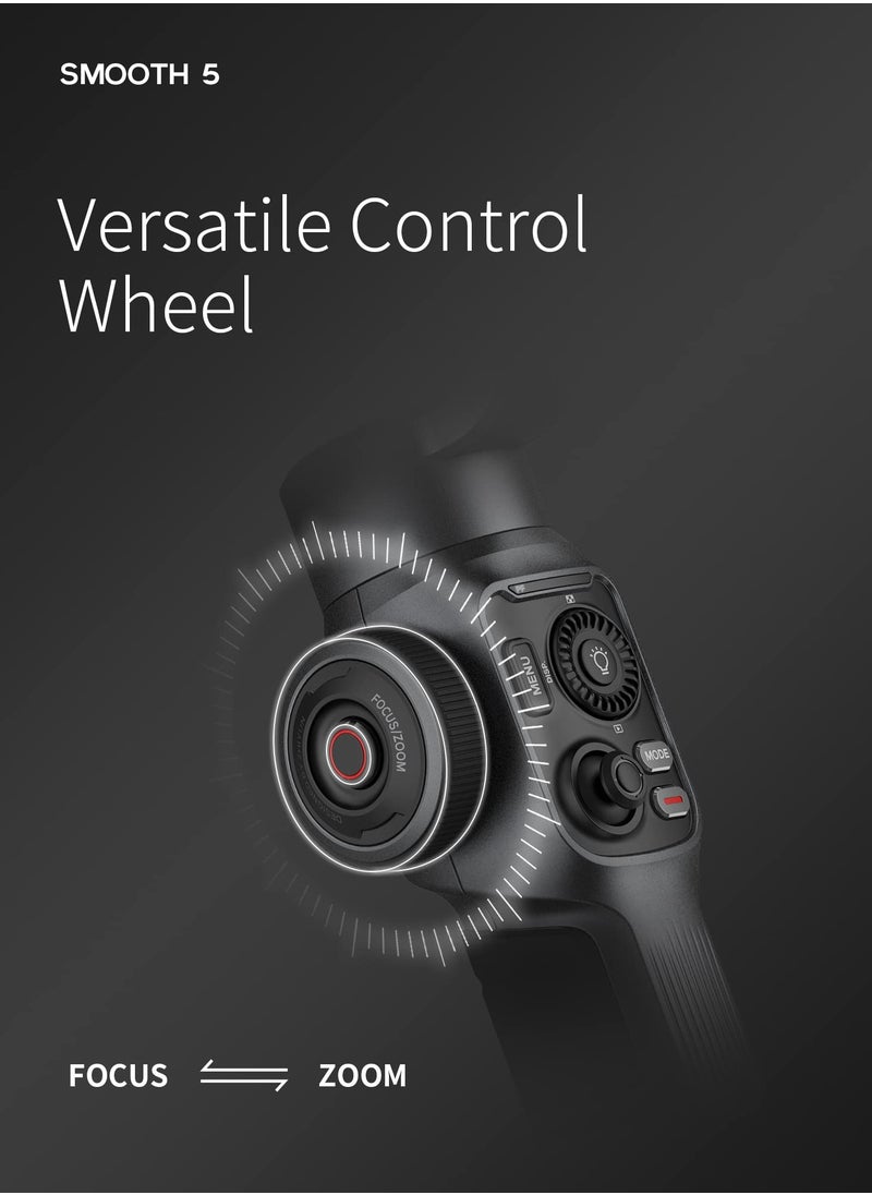Generic - Smooth 5 Gimbal Stabilizer for iPhone and Android Smartphones - 3-Axis Stabilization with Tripod for Vlogging, YouTube, TikTok, and Instagram Live Videos - Standard Package - Image 1