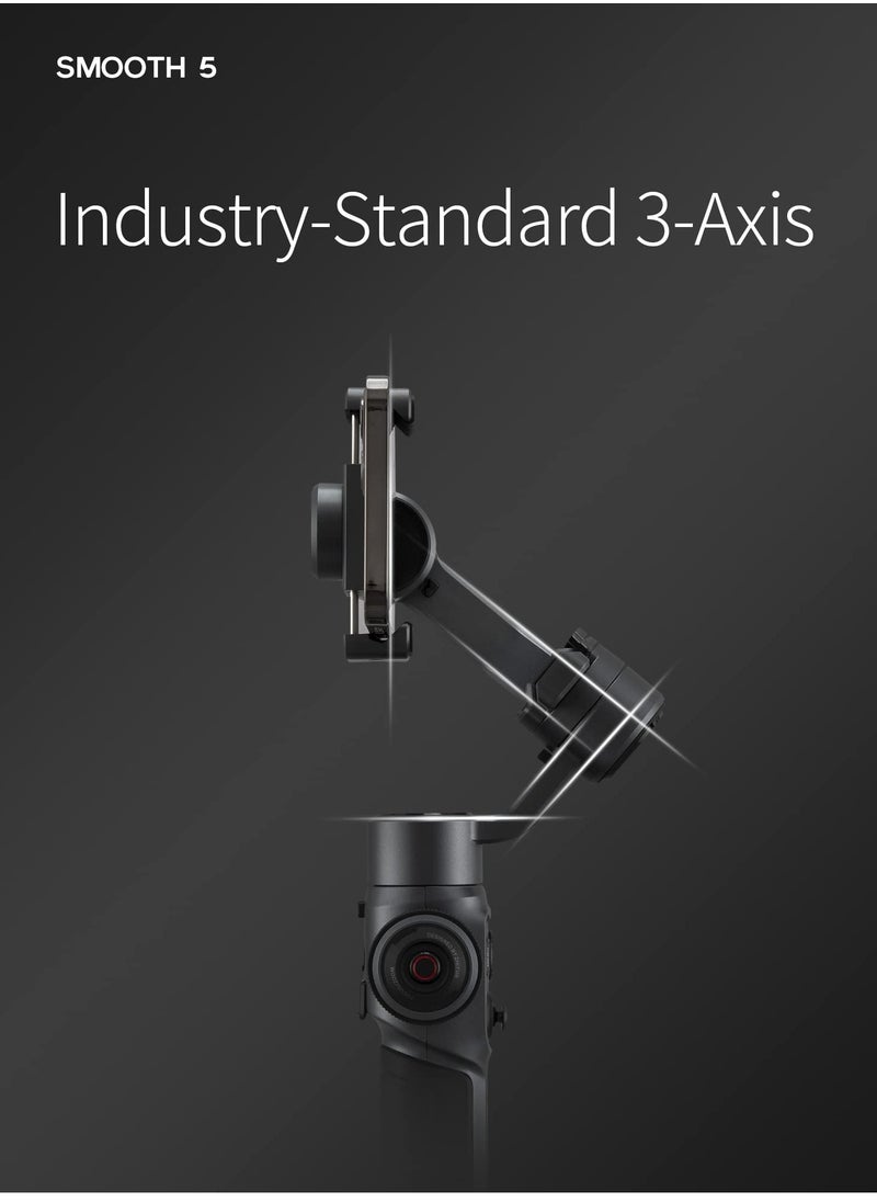 Generic - Smooth 5 Gimbal Stabilizer for iPhone and Android Smartphones - 3-Axis Stabilization with Tripod for Vlogging, YouTube, TikTok, and Instagram Live Videos - Standard Package - Image 1