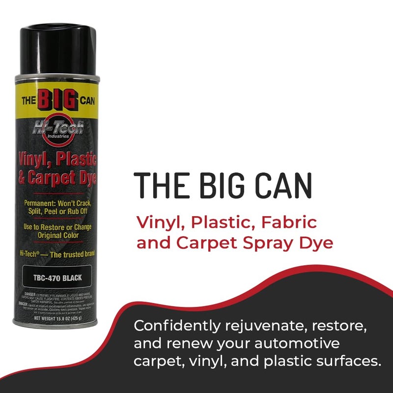 HI-TECH Big Can Black Spray Dye â€“ 15oz Carpet, Vinyl, Fabric & Upholstery Restorer â€“ Permanent Color, Wonâ€™t Crack, Peel, or Rub Off â€“ Indoor/Outdoor Use - Image 2