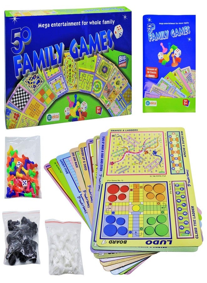 RKZ® 50 in 1 Family Games Party & Fun All 50 Classical Indoor Board Games for All Age Group (Multicolour) - Image 1