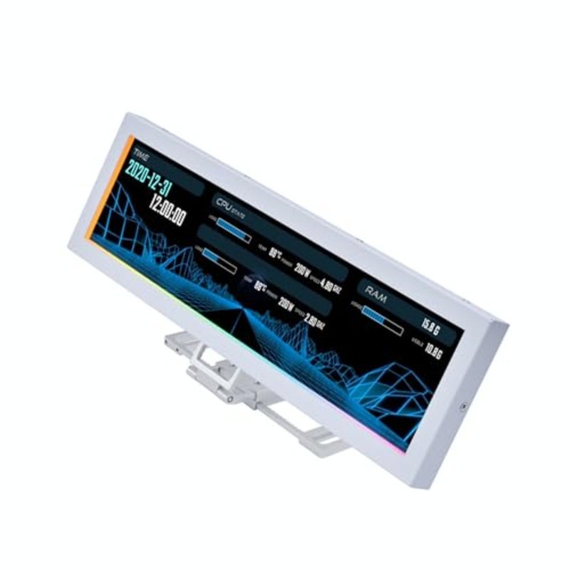 8.8 Universal PC Screen with Adjustable Mount, Aluminum Frame, Black, Real-Time Temperature Display Customizable ARGB Lighting - Image 1