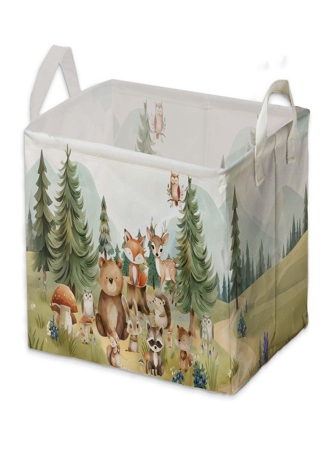 Fisahat Cute Animals Storage Baskets, Woodland Nursery Decor, Woodland Baby Shower Decorations, Large Squarecanvas Laundry Hamper With A Waterproof PECoating, Foldable Kids Toy Clothes Bins for Bedroom - Image 1