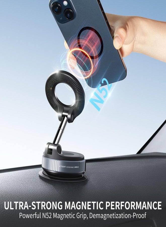 Galundge Vacuum Suction Magnetic Phone Holder, 2025 Upgraded Foldable Retractable Suction Cup Car Phone Mount for Magsafe, 360° Adjustable Magnetic Phone Stand for Cars/Gyms/Mirrors/Smooth Surface - Image 5