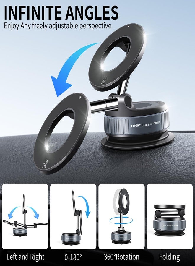Galundge Vacuum Suction Magnetic Phone Holder, 2025 Upgraded Foldable Retractable Suction Cup Car Phone Mount for Magsafe, 360° Adjustable Magnetic Phone Stand for Cars/Gyms/Mirrors/Smooth Surface - Image 4
