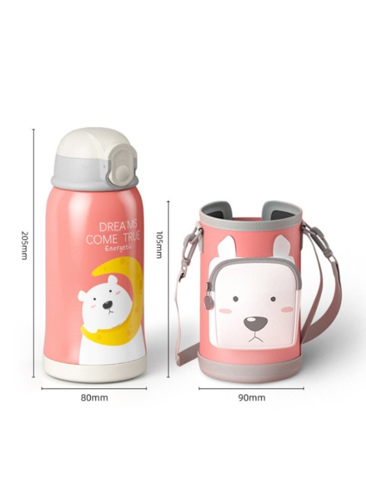 NIBEMINENT Children's Thermos Stainless Steel Cartoon Cute Cover Water Straw Cup 550ML  - Image 3