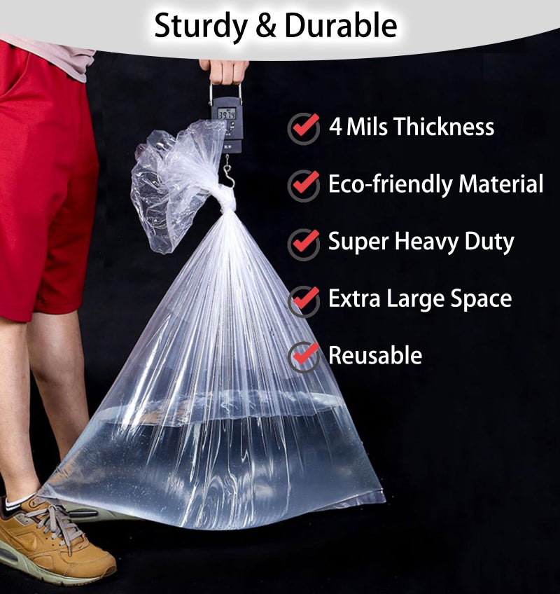 TRINKA 31x62 inches Extra Large Clear Drawstring Dust Covers Plastic Storage Bags Set of 4 Multi-Purpose for Storage and Keeping Luggage, Suitcase Good for Household Organizing Reusable - Image 4