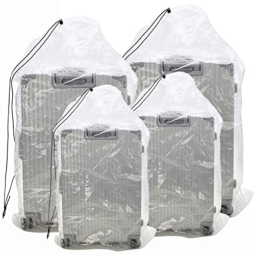 TRINKA 31x62 inches Extra Large Clear Drawstring Dust Covers Plastic Storage Bags Set of 4 Multi-Purpose for Storage and Keeping Luggage, Suitcase Good for Household Organizing Reusable - Image 1