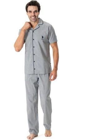 U.S. Polo Assn. Men's Navy Blue Full Placket Pajama Set  - Image 2