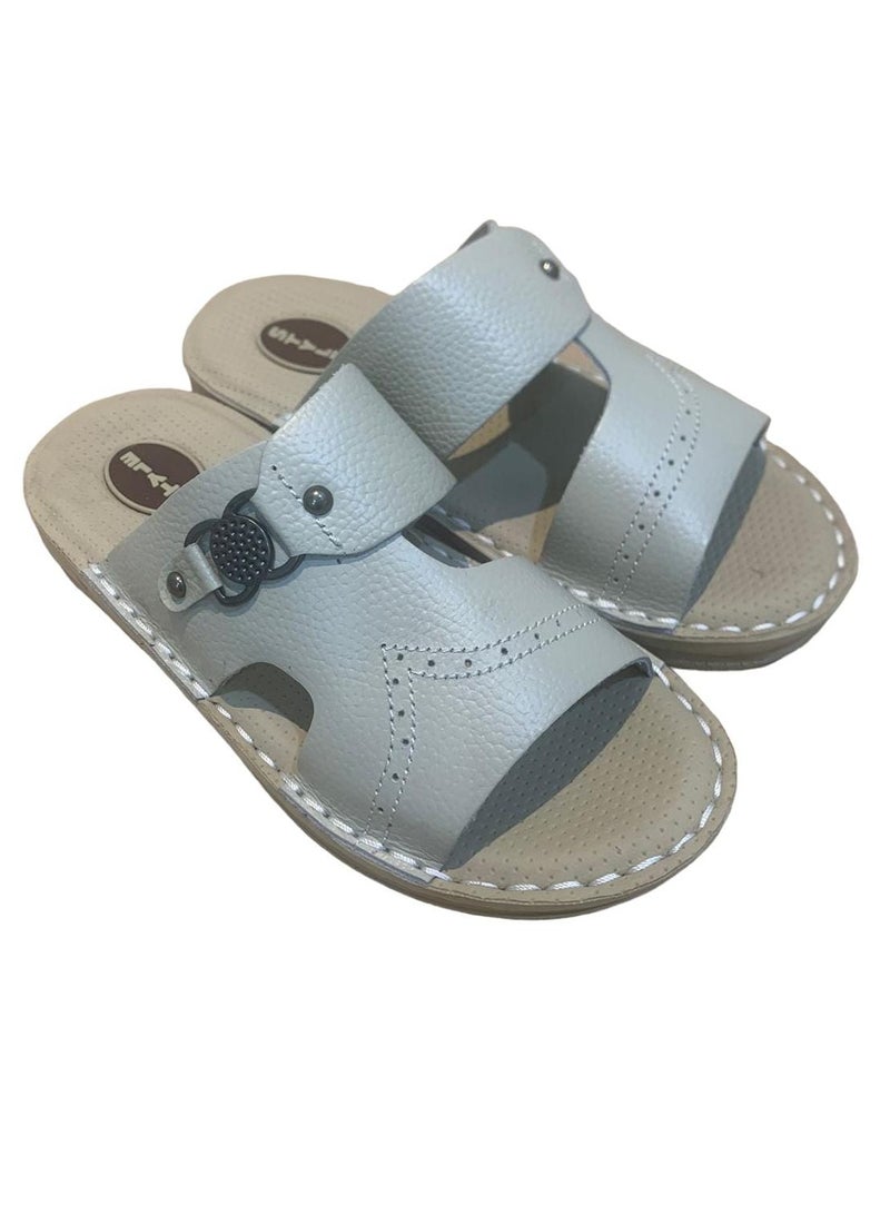 Style Men's white genuine leather sandal - Image 1