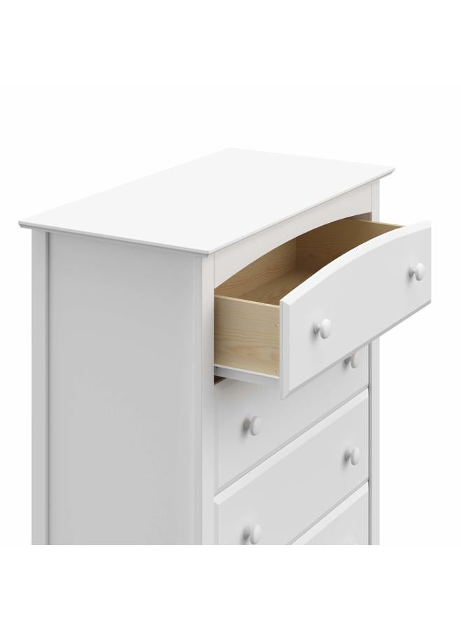 Storkcraft Kenton 5 Drawer Dresser (White) for Kids Bedroom, Nursery Dresser Organizer, Chest of Drawers with 5 Drawers, Universal Design for Children's Bedroom - Image 5