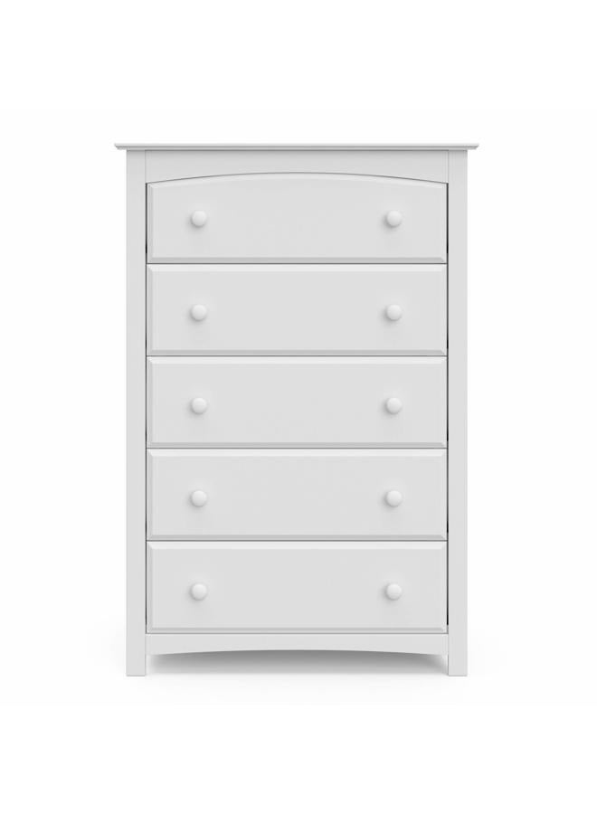 Storkcraft Kenton 5 Drawer Dresser (White) for Kids Bedroom, Nursery Dresser Organizer, Chest of Drawers with 5 Drawers, Universal Design for Children's Bedroom - Image 4