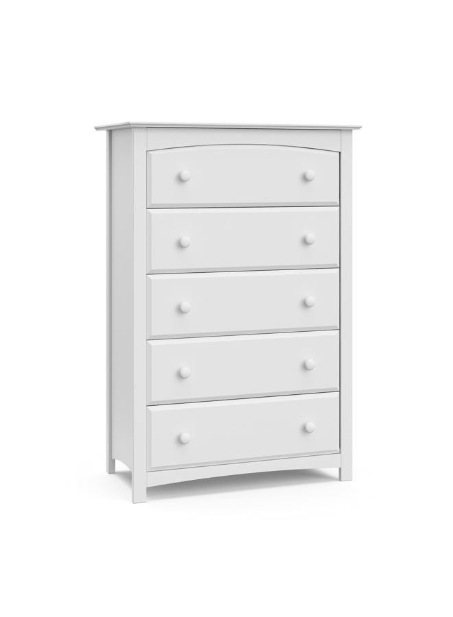 Storkcraft Kenton 5 Drawer Dresser (White) for Kids Bedroom, Nursery Dresser Organizer, Chest of Drawers with 5 Drawers, Universal Design for Children's Bedroom - Image 1