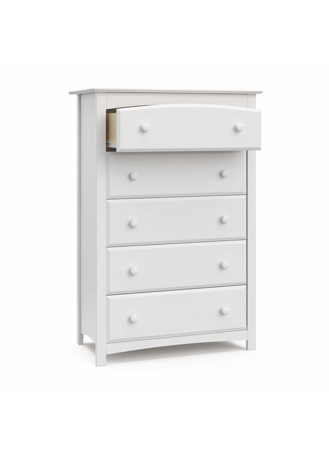Storkcraft Kenton 5 Drawer Dresser (White) for Kids Bedroom, Nursery Dresser Organizer, Chest of Drawers with 5 Drawers, Universal Design for Children's Bedroom - Image 3
