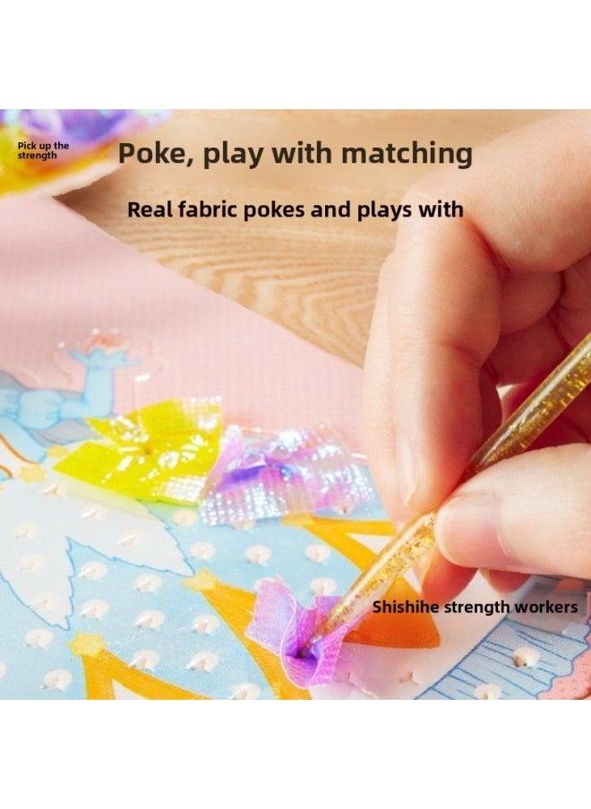 Generic - Children's Hand-painted Princess Poke Poke Le Dress-up Sticker Girl's Handmade Toy Dreamy Age-old Sticker-Color:Princess Dress Up [10 Stamping Books + Colored Cloth Bag + 1 Stamping Pen] - The Complete Set Comes With A Beautiful Gift Box [free Gifts And Storage] - Image 1