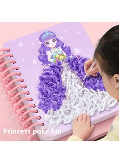 Children's Hand-painted Princess Poke Poke Le Dress-up Sticker Girl's Handmade Toy Dreamy Age-old Sticker-Color:Princess Dress Up [10 Stamping Books + Colored Cloth Bag + 1 Stamping Pen] - The Complete Set Comes With A Beautiful Gift Box [free Gifts And Storage]