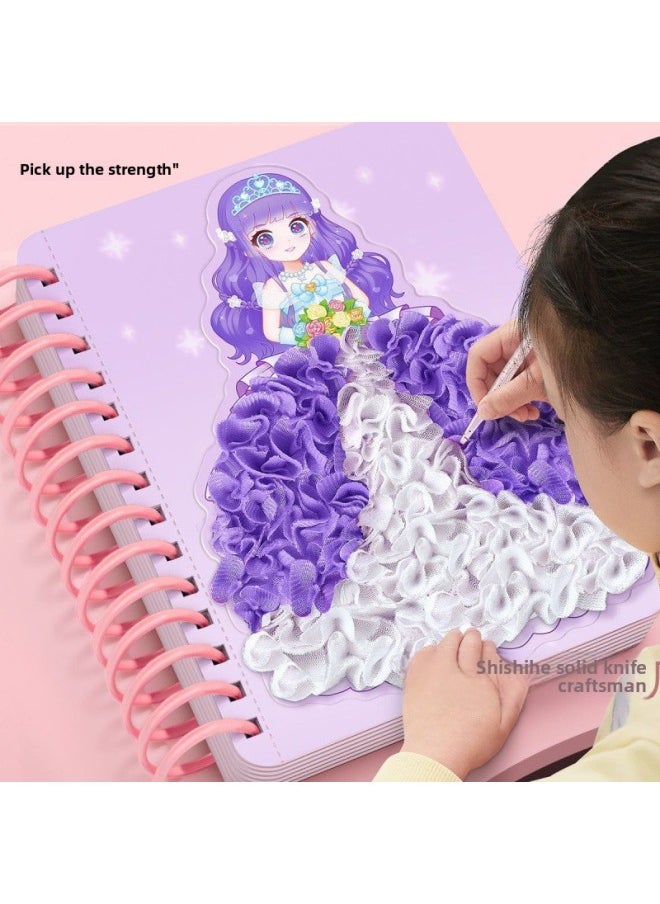 Generic - Children's Hand-painted Princess Poke Poke Le Dress-up Sticker Girl's Handmade Toy Dreamy Age-old Sticker-Color:Princess Dress Up [10 Stamping Books + Colored Cloth Bag + 1 Stamping Pen] - The Complete Set Comes With A Beautiful Gift Box [free Gifts And Storage] - Image 1