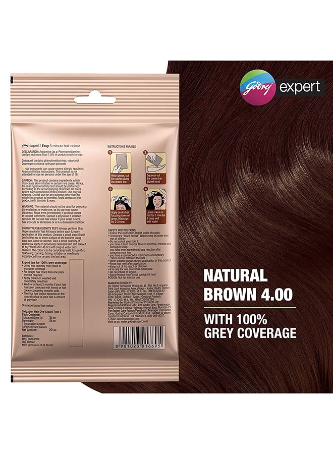 Godrej 3-Piece Expert Easy 5 Minute Shampoo Hair Colour 4 Natural Brown 75ml - Image 4