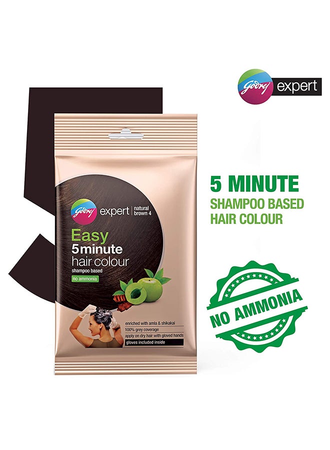 Godrej 3-Piece Expert Easy 5 Minute Shampoo Hair Colour 4 Natural Brown 75ml - Image 3