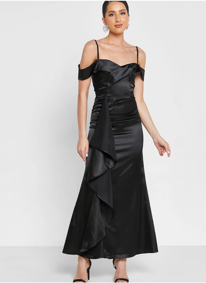 Ella Limited Edition Off Shoulder Satin Dress