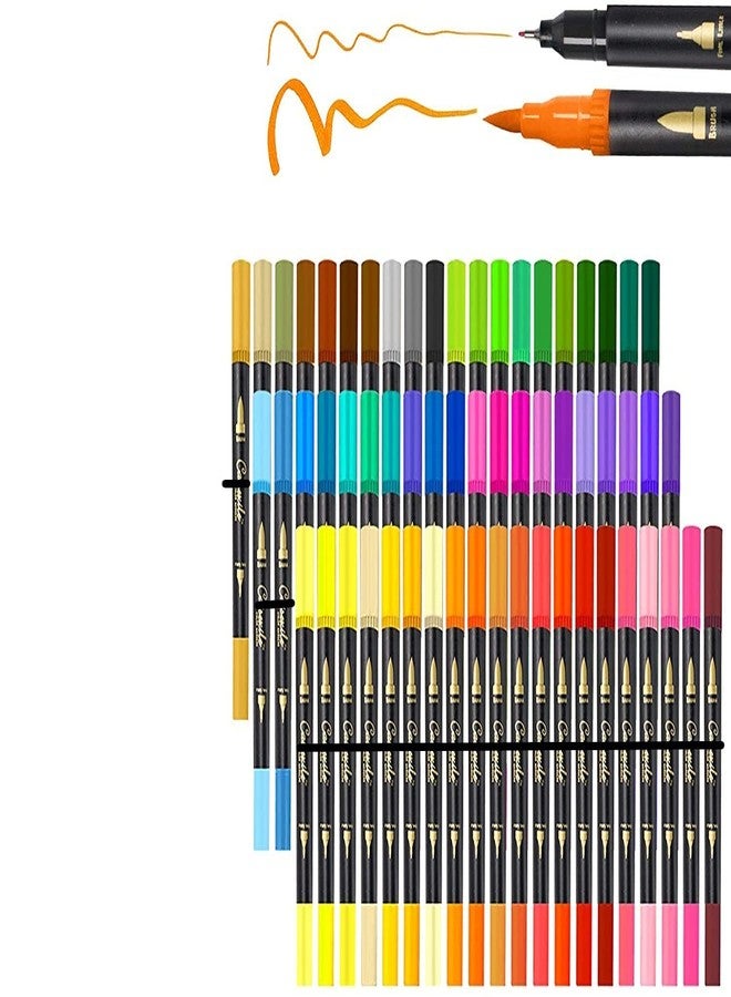 anezus Art Markers Dual Tips Coloring Brush Fineliner Color Water Based Marker Pens Set for Calligraphy Drawing Sketching Bullet Journal (60) - Image 1