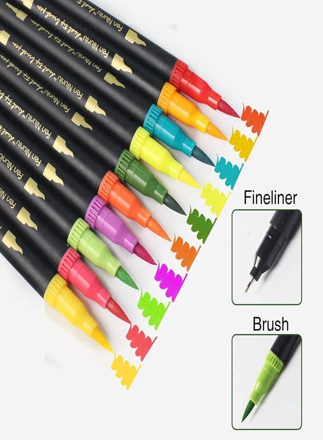 anezus Art Markers Dual Tips Coloring Brush Fineliner Color Water Based Marker Pens Set for Calligraphy Drawing Sketching Bullet Journal (60) - Image 4