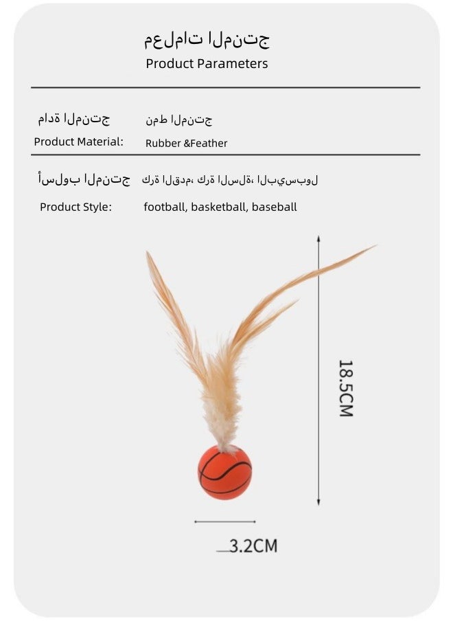 Generic - 3 Pcs Cat Toy Balls Bite Resistant Cat Toys Bouncy Balls with Feathers High Rebound Pet Interactive Kitten Toys for Cats Indoor and Outdoor Play Interaction - Image 1
