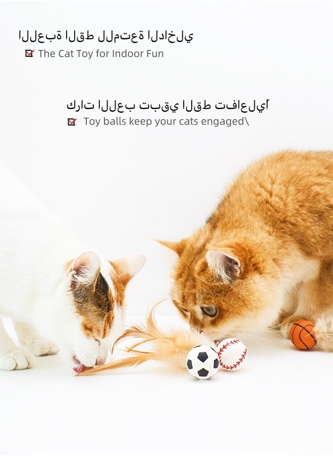 Generic - 3 Pcs Cat Toy Balls Bite Resistant Cat Toys Bouncy Balls with Feathers High Rebound Pet Interactive Kitten Toys for Cats Indoor and Outdoor Play Interaction - Image 1