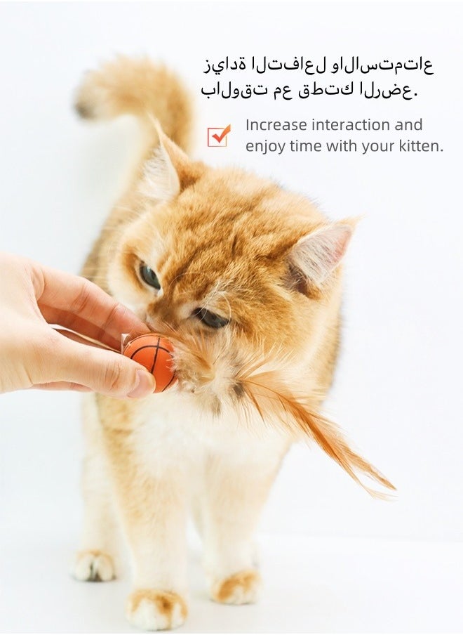 Generic - 3 Pcs Cat Toy Balls Bite Resistant Cat Toys Bouncy Balls with Feathers High Rebound Pet Interactive Kitten Toys for Cats Indoor and Outdoor Play Interaction - Image 1