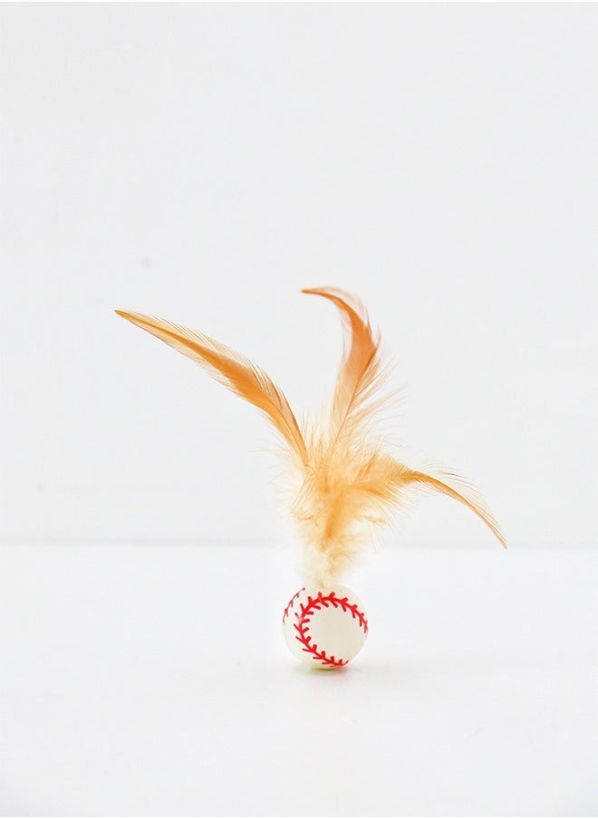 Generic - 3 Pcs Cat Toy Balls Bite Resistant Cat Toys Bouncy Balls with Feathers High Rebound Pet Interactive Kitten Toys for Cats Indoor and Outdoor Play Interaction - Image 1