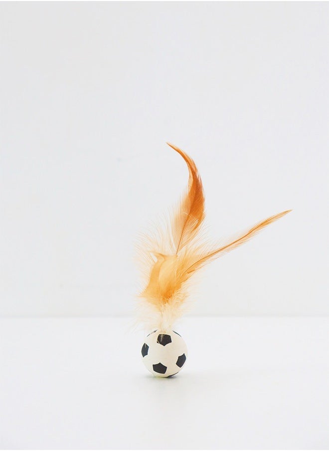 Generic - 3 Pcs Cat Toy Balls Bite Resistant Cat Toys Bouncy Balls with Feathers High Rebound Pet Interactive Kitten Toys for Cats Indoor and Outdoor Play Interaction - Image 1
