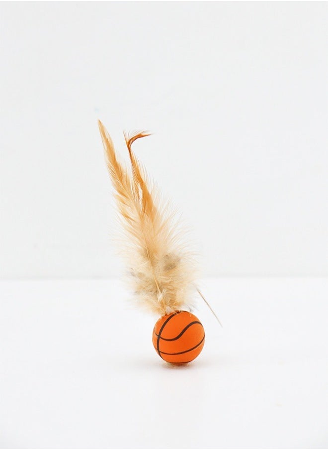Generic - 3 Pcs Cat Toy Balls Bite Resistant Cat Toys Bouncy Balls with Feathers High Rebound Pet Interactive Kitten Toys for Cats Indoor and Outdoor Play Interaction - Image 1