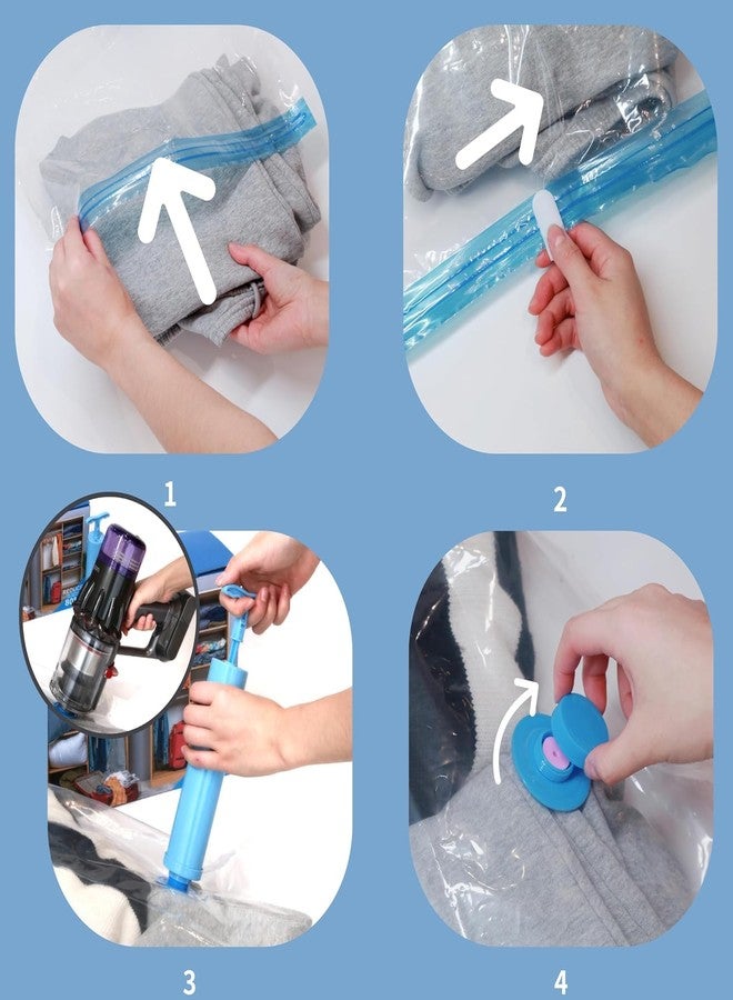 JIARKA 5 Pcs Vacuum Storage Bag With Pump Resuable Compression Storage Bag Packing Ziplock Bag Smart Saver Vacuum Sealer Bags Space Saver Bag For Travel Vacuum Bag - Image 4