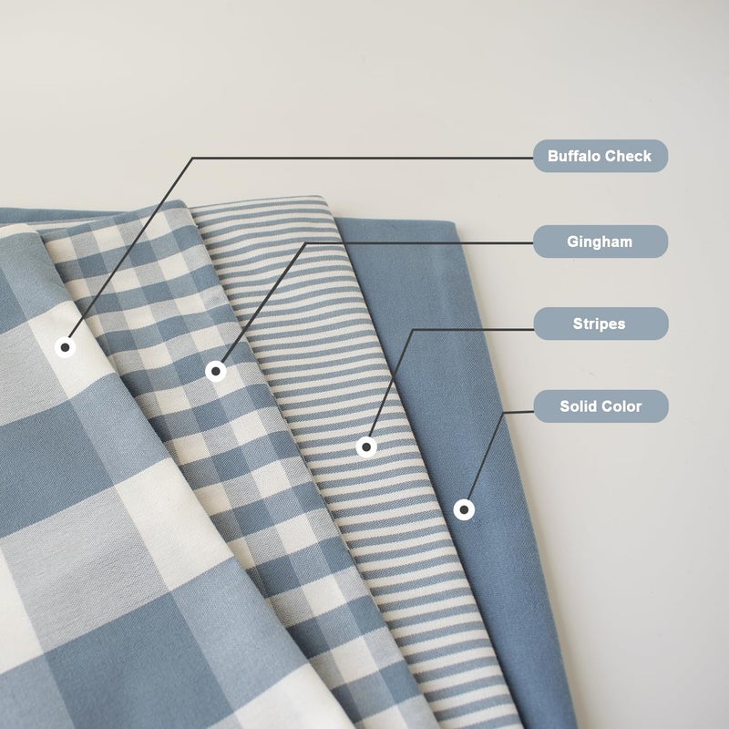 HOPLEE HOPLEE Light Blue Pillow Cover Cushion Cover with Buffalo Plaid  Solid Light Blue  Striped and Gingham Plaid Design 22x22 Inches 4 Pack  - Image 5