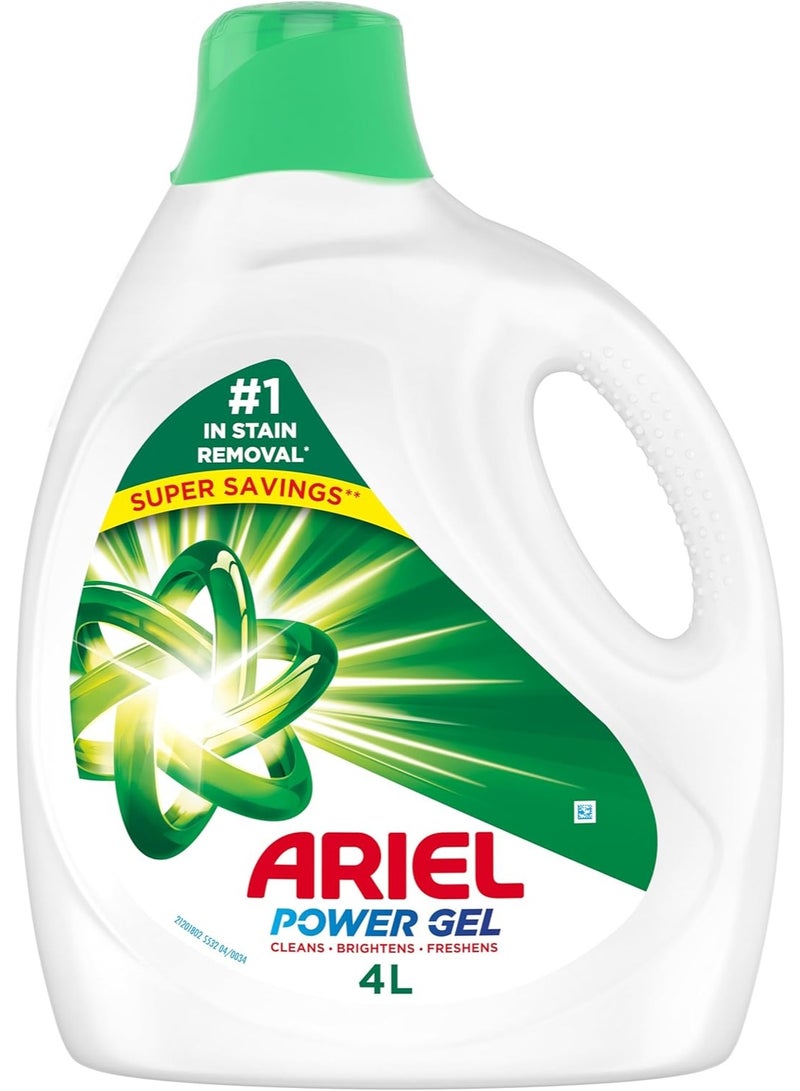 Ariel Power Gel 4L Deep Cleaning Liquid Detergent for All Washing Machines Powerful Stain Removal Bright Colors and Lasting Freshness - Image 1