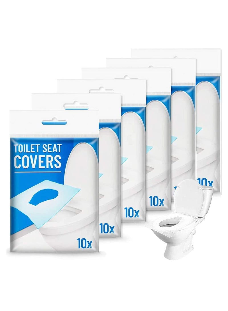 SOLARAE Disposable Toilet Seat Covers Flushable Toilet Seat Covers for Kids Adults Pregnant Women Travel Disposable Toilet Mat Antibacterial Disposable Paper Toilet Seat Covers Use in Public Toilets 60PCS - Image 1