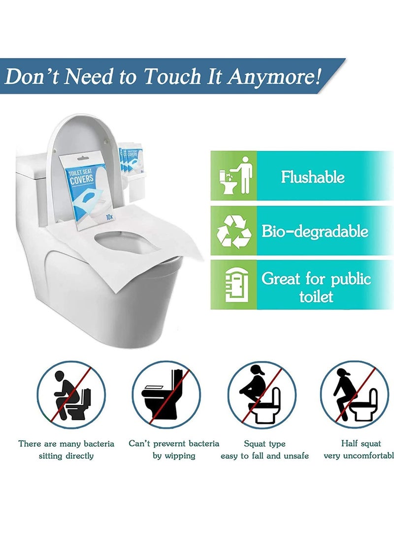 SOLARAE Disposable Toilet Seat Covers Flushable Toilet Seat Covers for Kids Adults Pregnant Women Travel Disposable Toilet Mat Antibacterial Disposable Paper Toilet Seat Covers Use in Public Toilets 60PCS - Image 3