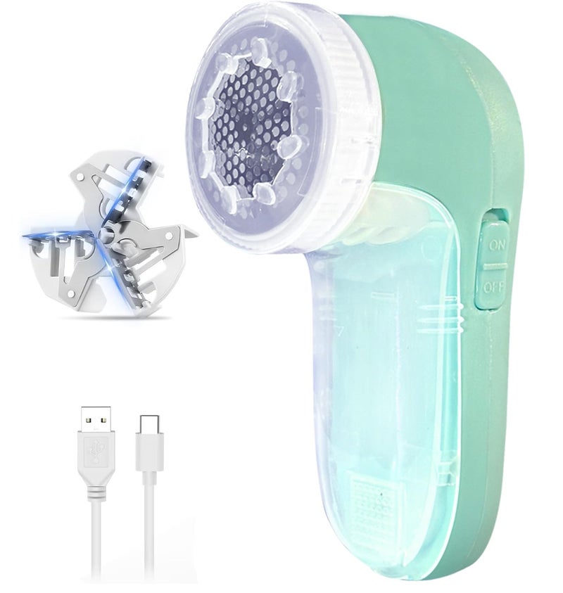 US1984 Lint Remover with Rechargeable for Woollen Sweaters, Blankets, Jackets/Burr Remover Lint Pill Remover from Carpets, Curtains, Fabric Shaver, Wool Remover from Clothes (Green) - Image 1
