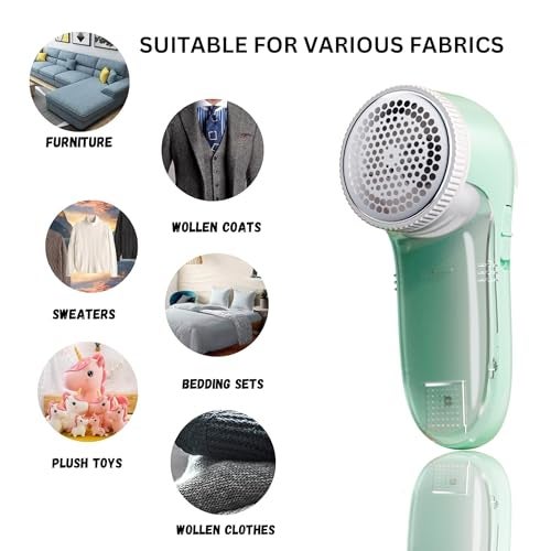 US1984 Lint Remover with Rechargeable for Woollen Sweaters, Blankets, Jackets/Burr Remover Lint Pill Remover from Carpets, Curtains, Fabric Shaver, Wool Remover from Clothes (Green) - Image 4