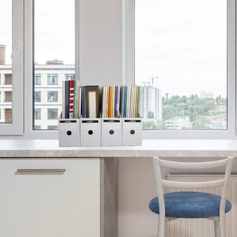 Limitliho 24 Pack White Cardboard Magazine File Holder for Desk, Shelves, Office or Home, Vertical Book Bins for Classroom and Library Use, 10.6'' HÃ—10.2'' L Ã—3.5''W Folder Organizer Box - Image 5