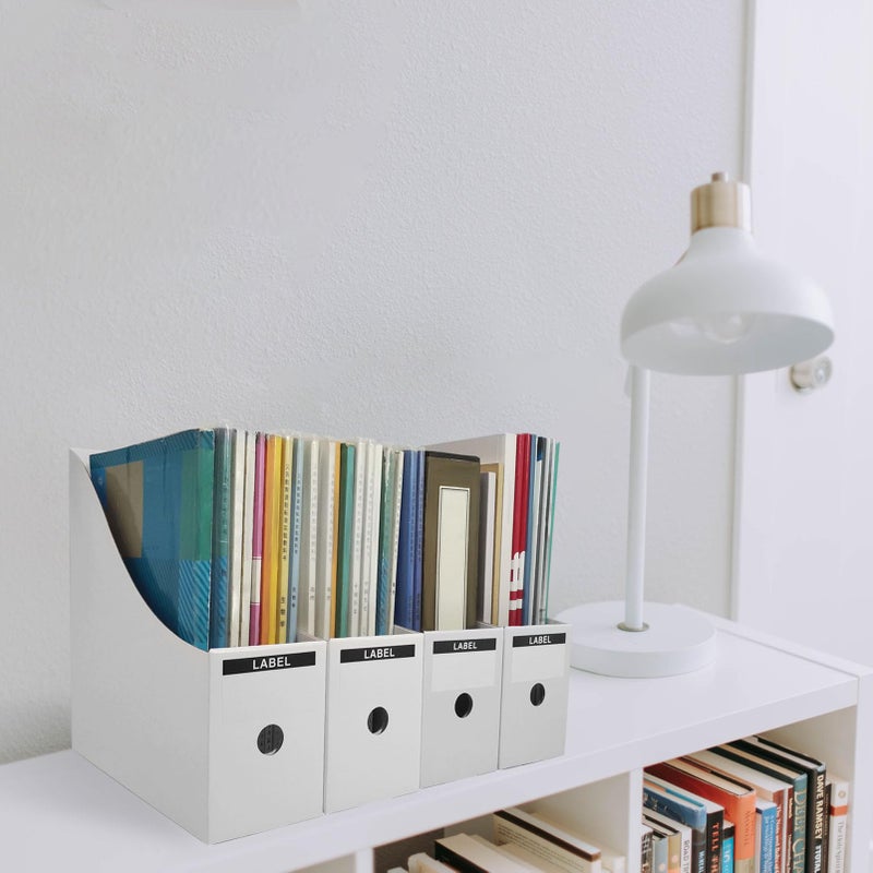 Limitliho 24 Pack White Cardboard Magazine File Holder for Desk, Shelves, Office or Home, Vertical Book Bins for Classroom and Library Use, 10.6'' HÃ—10.2'' L Ã—3.5''W Folder Organizer Box - Image 4