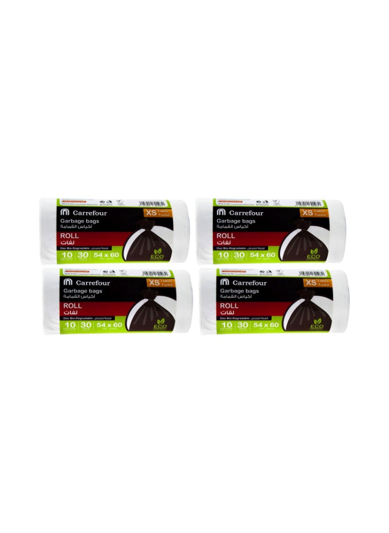 Carrefour Bio 10 Gallon Garbage Bags Roll Extra Small White 30 Garbage Bags Pack of 4 