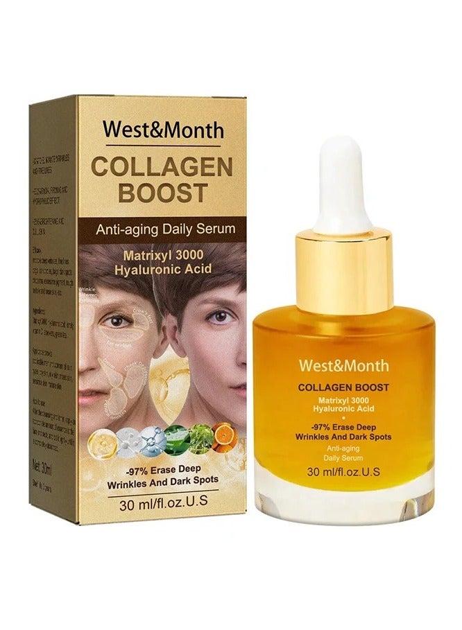 West&Month Advanced Collagen Boost Anti Ageing Serum, Regenerative Skin Repairing Hyaluronic Acid Serum, Hydrating Brightening Skin Care Serum For Shrinking Pore and Acne-treatment - Image 1